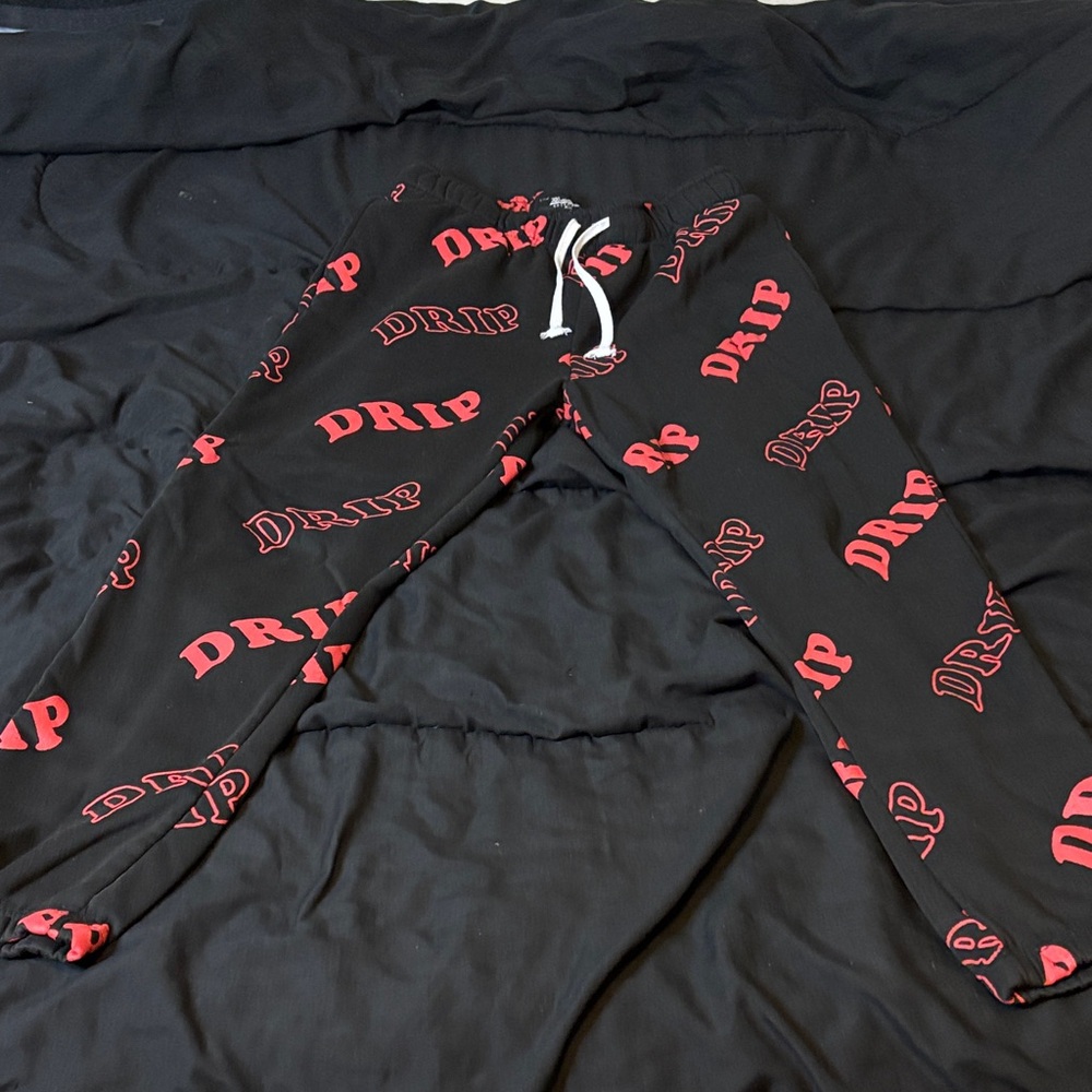 Brooklyn Cloth Black and Red Drip Sweatpants